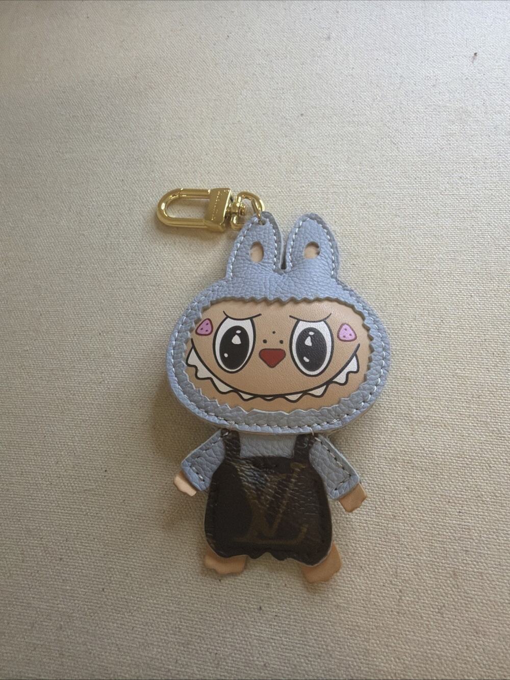 Upcycled Luxury Blue Monster Key Ring